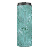 Blauwgroen glaslook abstract kunstpatroon elegant thermosbeker (Achterkant)