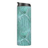 Blauwgroen glaslook abstract kunstpatroon elegant thermosbeker (Geroteerd rechts)