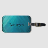 Blauwgroen glastextuur bagagelabel (Voorkant (horizontaal))