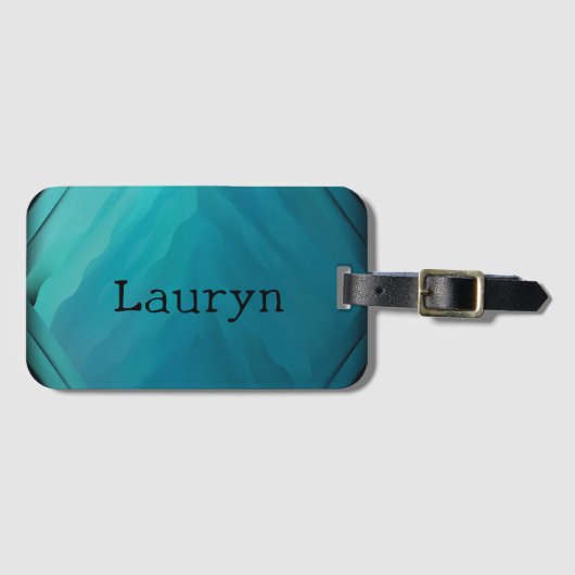 Blauwgroen glastextuur bagagelabel (Voorkant (horizontaal))