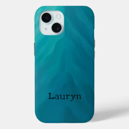 Blauwgroen glastextuur iPhone 15 case