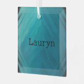 Blauwgroen glastextuur glas ornament (Voorkant links)