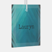 Blauwgroen glastextuur glas ornament (Voorkant Rechts)