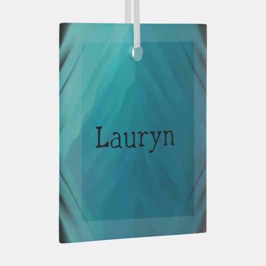 Blauwgroen glastextuur glas ornament (Voorkant Rechts)