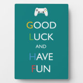 Blauwgroen GLHF-videogame-prijsopgave Fotoplaat (voorkant)