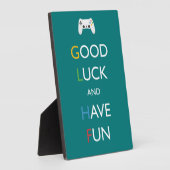 Blauwgroen GLHF-videogame-prijsopgave Fotoplaat (Zijkant)