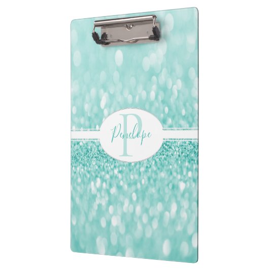 Blauwgroen Glitter-aangepast klembord (Links)