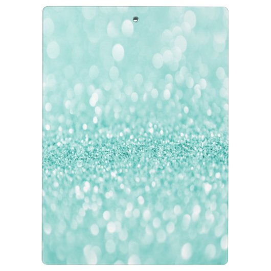 Blauwgroen Glitter-aangepast klembord (Achterkant)