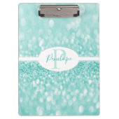 Blauwgroen Glitter-aangepast klembord (Voorkant)
