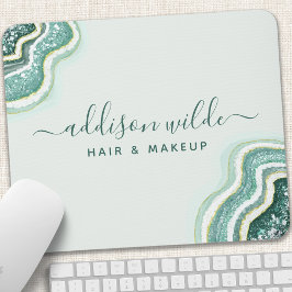 Blauwgroen Glitter Agate Geode Luxe Chic Muismat