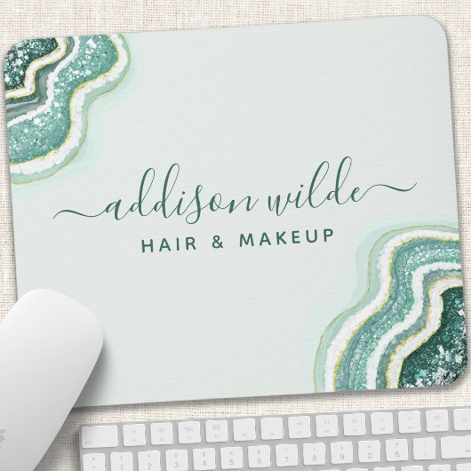 Blauwgroen Glitter Agate Geode Luxe Chic Muismat