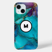 Blauwgroen Glitter Alcohol Ink Achtergronden Case-Mate iPhone Case (Achterkant)