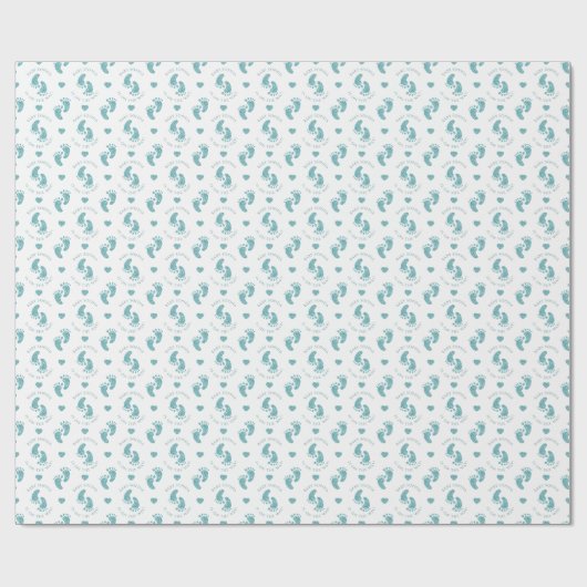 Blauwgroen Glitter Baby Feet Gepersonaliseerd Baby Cadeaupapier (Vlak)