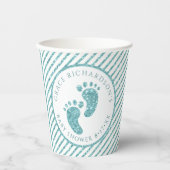Blauwgroen Glitter Baby Feet Papieren Cups | Geper Papieren Bekers (Voorkant)