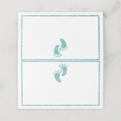 Blauwgroen Glitter Baby Voeten Plaats Kaart | Glam Plaatskaartje (Buitenkant ongevouwen)