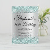 Blauwgroen Glitter Bleek Zilvergradiënt Kaart (Staand voorkant)