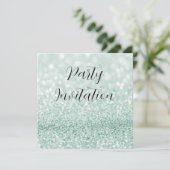 Blauwgroen Glitter Bokeh & Stilettos Verjaardag Kaart (Staand voorkant)