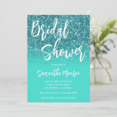 Blauwgroen Glitter Bright Turquoise Ombre Vrijgeze Kaart (Staand voorkant)