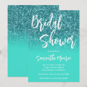 Blauwgroen Glitter Bright Turquoise Ombre Vrijgeze Kaart (Voorkant / Achterkant)