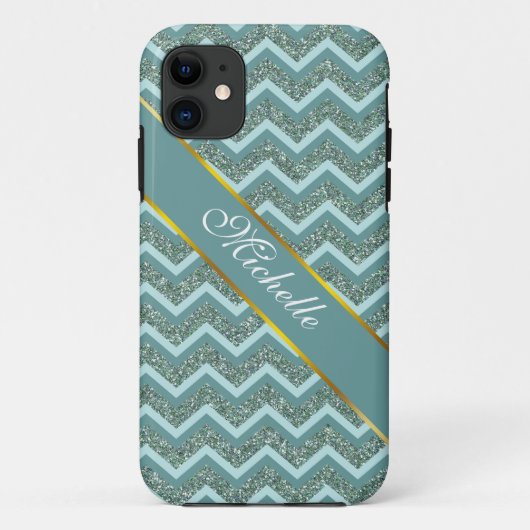 Blauwgroen glitter Case-Mate iPhone case (Achterkant)