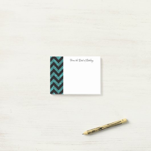 Blauwgroen Glitter Chevron Notes (Op bureau)