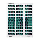 Blauwgroen Glitter Chevron Return-adreslabel Etiket (Full Sheet)