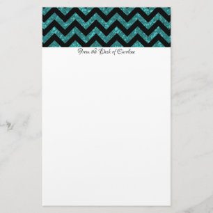 Blauwgroen Glitter Chevron Stationery Briefpapier