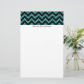 Blauwgroen Glitter Chevron Stationery Briefpapier (Staand voorkant)