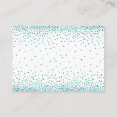 Blauwgroen Glitter Confetti Script Diaper Raffle T Informatiekaartje (Achterkant)