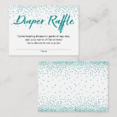 Blauwgroen Glitter Confetti Script Diaper Raffle T Informatiekaartje (Voorkant / Achterkant)