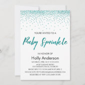 Blauwgroen Glitter Confetti & Typografie Baby Spri Kaart (Voorkant)