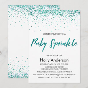 Blauwgroen Glitter Confetti & Typografie Baby Spri Kaart