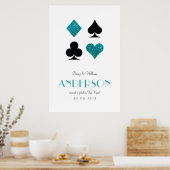 Blauwgroen Glitter Destiny Las Vegas Wedding Jubil Poster (Keuken)