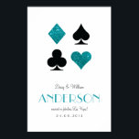 Blauwgroen Glitter Destiny Las Vegas Wedding Jubil Poster<br><div class="desc">Herinneer je trouwdag met een aangepaste kunstafdruk. De witte ruimte in dit moderne ontwerp maakt dit poster geschikt voor gasthandtekeningen bij de receptie, als prachtige kunst in je nieuwe huis samen en zelfs als het traditionele papiercadeau van een eerste verjaardag. Deze poster is de perfecte aanvulling op je huwelijksfeest in...</div>