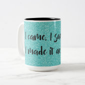 Blauwgroen Glitter die ik maakte het Awkward Coffe Tweekleurige Koffiemok (Voorkant links)