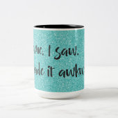 Blauwgroen Glitter die ik maakte het Awkward Coffe Tweekleurige Koffiemok (Center)
