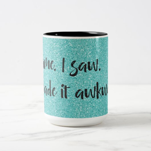 Blauwgroen Glitter die ik maakte het Awkward Coffe Tweekleurige Koffiemok (Center)