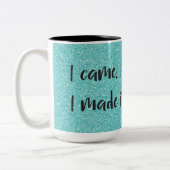 Blauwgroen Glitter die ik maakte het Awkward Coffe Tweekleurige Koffiemok (Links)