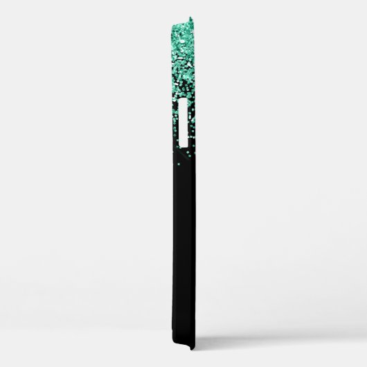 Blauwgroen Glitter Elegant Script Case-Mate iPhone Case (Achterkant / Rechts)