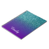 Blauwgroen Glitter en Paarse Ombre Persoonlijk Notitieboek (Linkerzijde)