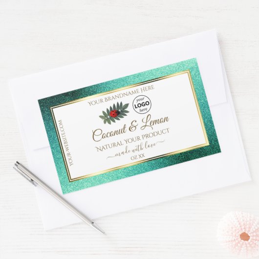 Blauwgroen Glitter- en White Product Labels - Lady (Envelop)