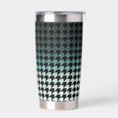 Blauwgroen glitter en zwart houndstooth patroon geïsoleerde drinkbeker (Links)