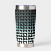 Blauwgroen glitter en zwart houndstooth patroon geïsoleerde drinkbeker (Achterkant)