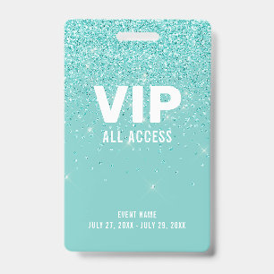 Blauwgroen Glitter Glam VIP Al identiteitskaart va Badge