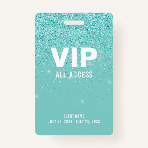Blauwgroen Glitter Glam VIP Al identiteitskaart va Badge