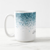 Blauwgroen Glitter Glitz sparkle glam gepersonalis Koffiemok (Links)