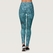 Blauwgroen Glitter Glitz sparkle glam gepersonalis Leggings (Achterkant)