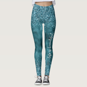 Blauwgroen Glitter Glitz sparkle glam gepersonalis Leggings