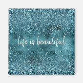 Blauwgroen Glitter Glitz sparkle glam gepersonalis Magneet (Voorkant)