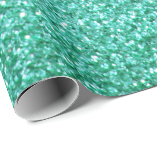 Blauwgroen glitter inpakpapier (Rol Hoek)